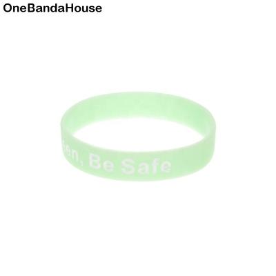 China 1PC CLASSIC Green Wristband Fashion Noctilucent Be Seen Be Safe Silicone Wristband for sale