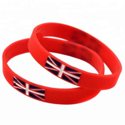 China 50PCS British Flag CLASSIC Logo Design Silicone Wristband for Promotion Gift for sale