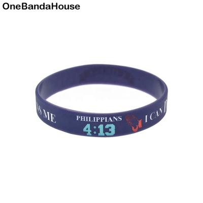 China The Philippians 1PC CLASSIC 4 13 I Can Do All Things Though Christ Silicone Bracelet Religion Faith Gift for sale