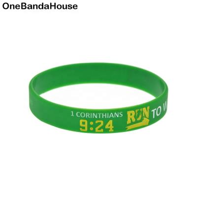 China 1PC One CLASSIC Corinthians 9 24 Races To Win Professional Silicone Wristband Adult Size for sale