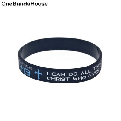 China 50PCS Religious I Can Do All Things Through Christ Who Gives Me Strength Silicone Bracelet for sale