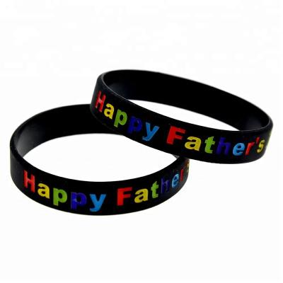 China 50PCS Debossed CLASSIC Decoration Wristband Happy Fathers Day Silicone Wristband for sale