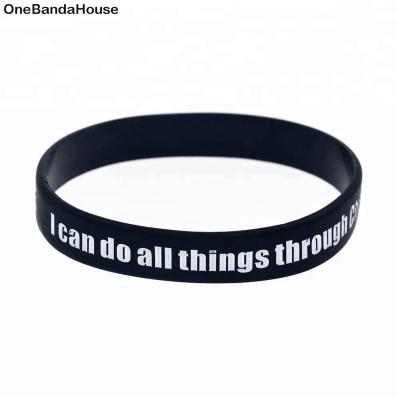 China 50PCS Religious Jesus Silicone Wristband I can do all things through Christ who strengthens me for sale