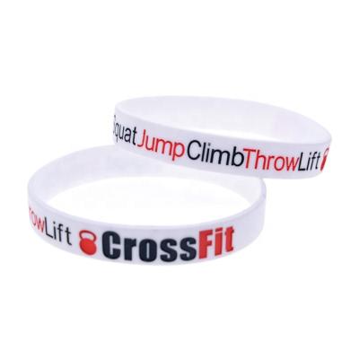 China Crossfit Punk Silicone Squat Wristband 1/2 Inch Adult Jump 1PC Wdie Size Black And White for sale