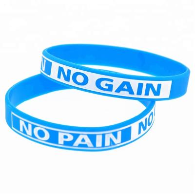 China 50PCS/Sports Casual Motivational Wristband No Pain No Gain Silicone Wristband for sale