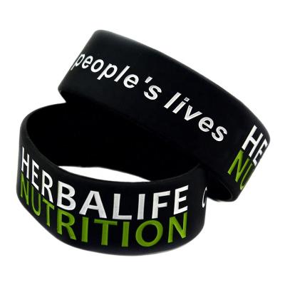 China 25pcs Peoples Life Silicone Wristband Casual/Sports Changing Motivation 1 Inch Wide Slogan Wristband for sale