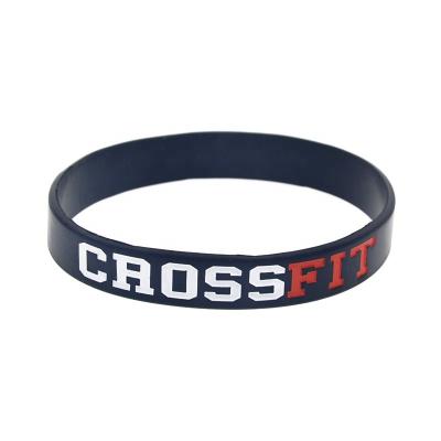 China Hiphop 50PCS Crossfit Silicone Rubber Bracelet 1/2 Inch Wide 4 Colors Promotion Gift for sale