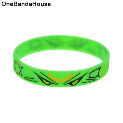 China 1PC Anime Silicone CLASSIC Debossed Logo Adult Size Green Wristband for sale