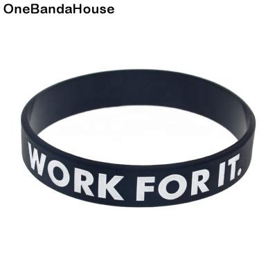 China Hiphop 1PC Don't Wish It Work For Him Silicone Rubber Bracelet Adult Size Black for sale