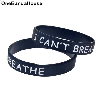 China 1PC CLASSIC I Can't Breathe Silicone Rubber Wristband Adult Size Black for sale