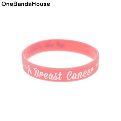 China CLASSIC Custom Breast Cancer Awareness in Silicone Rubber Bracelet Arabic Pink for sale