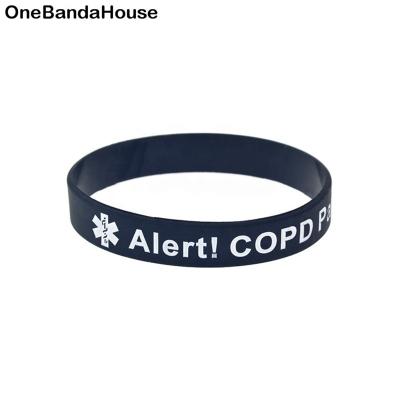 China 1PC CLASSIC Logo Alert COPD Ink Filled Silicone Patient Wristband for sale