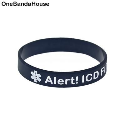 China 1PC CLASSIC Alert ICD Fitted Adult Silicone Wristband 4 Colors Size for sale