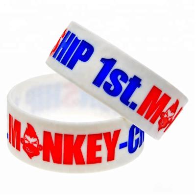 China Promotional High Quality 1 Inch Width Punk Wristband Silicone Wrist Band Silicone Wristband for sale