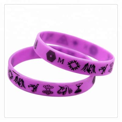 China Punk Silicone Wristband Laser Engraved Logo for sale