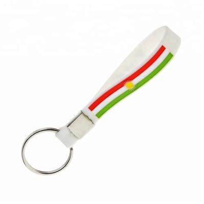 China 25PCS Debossed Simple White Kurdistan Flag Silicone Wristband Key Holder for sale