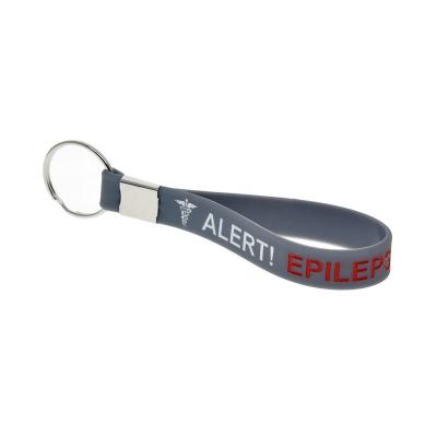 China Simple Alert 25PCS Debossed Epilepsy Silicone Wristband Key Holder for sale