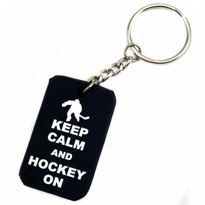 China Give Gift 25PCS Debossed Ward Clam and Hockey on Silicone Key Chain Black and Red for sale