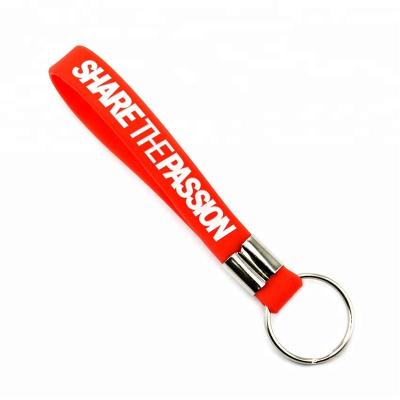 China Debossed simple Logo Silicone Promotional Keychain Wristband Keyholder for sale