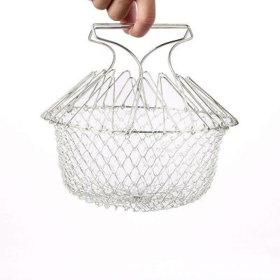 China Foldable manufacturer directly sells stainless steel folding basket filter screen cooking tools for sale