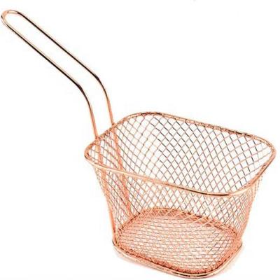 China Viable Mini Frying Basket Plating American Multifunctional Snack Basket Stainless Steel Square Wire Frying Basket French Franc for sale