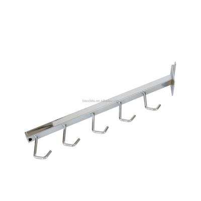 China Perfect for retail store display Slat wall Waterfall J Hook Chrome Steel Square Tube with 5 hooks for sale