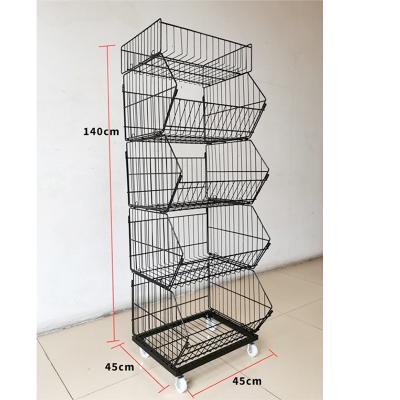 China Single Sided 500mm 5 Tiers White Basket Storage Wire Supermarket Shelving Shelves for sale