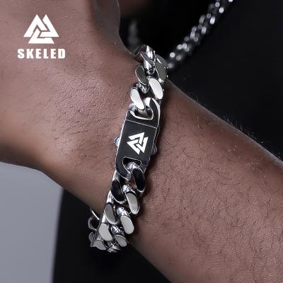 China Popular hip-hop polished titanium steel bracelet Hiphop four sides cut three-dimensional Cuban bracelet for men and women for sale