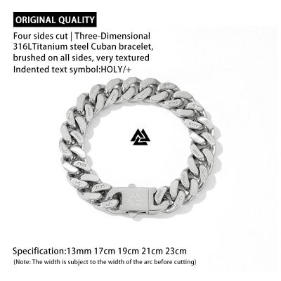 China Hiphop Frosted Stainless Steel Couples Jewelry Spell Cuban Swept Hip Hop Wholesale Bracelets Bangles Men's And Women's Bracelets for sale