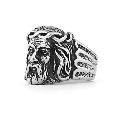 China Wholesale Stainless Steel Religious Amulet Jewelry Gift Cross Nun Jesus Head Men Fashion Ring for sale