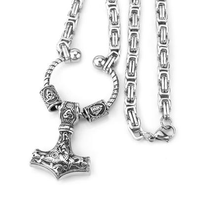 China CLASSIC Stainless Steel Thor's Hammer Set Pendant Necklace Fashion Send Friend Gift Jewelry Wholesale for sale