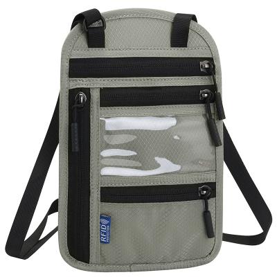 China RFID Blocking Protects Passport Bag RFID Passport ID Card Credit Card Holder Bag Lightweight Zipper Travel Hanging Bag Daily Customized Logo for sale