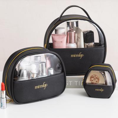 China Promotional PU Luxury Waterproof Transparent Clear Clear Toiletry Pouch Anomaly Fashion Holder PVC Cosmetic Bag for sale