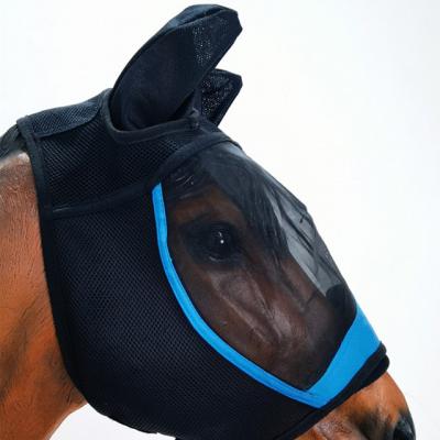 China 2022 Polyester Anti Fly Nets Horse Head Ear Comfortable Soft Durable Breathable Fashionable Face Veil Horse Fly Masks For Sale for sale