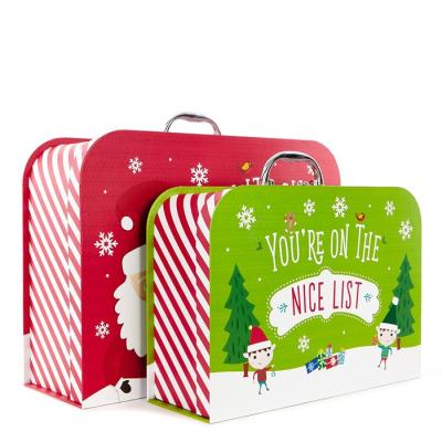 China Recyclable Custom Paper Cardboard Box Suitcase Ornament Gift Box With Handle For Little Girls for sale