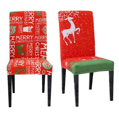 China Spandex Half Stretch Printing Style Christmas Design Chair Cover for Living Room Party Home Decoration Protector for sale