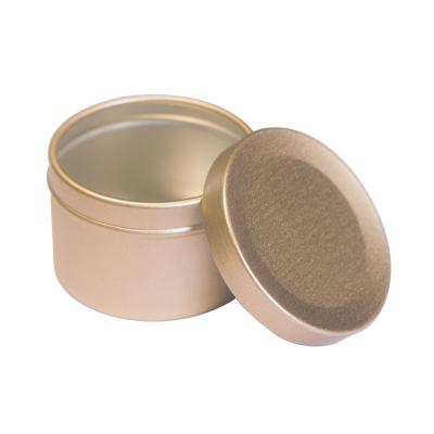 China Top quality eco-friendly and recyclable material deep round rose gold two pieces tin packaging jar box gift metal tin can for candle with window lid for sale