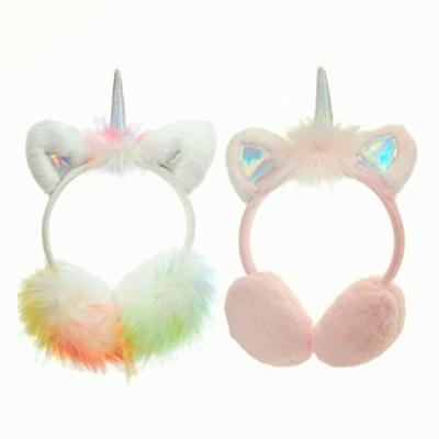 China Wholesale Soft Popular Girls Kids Adjustable Unicorn Horn Fleece Earmuffs Earwarmer Winter Ear Muffs For Children for sale