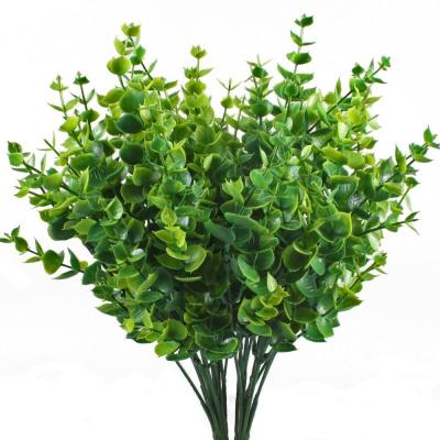 China Plastic Artificial Shrubs Rig Greenery Plastic Plants Eucalyptus Leaves Bushes Flowers For Outdoor Garden Office Porch Decor for sale