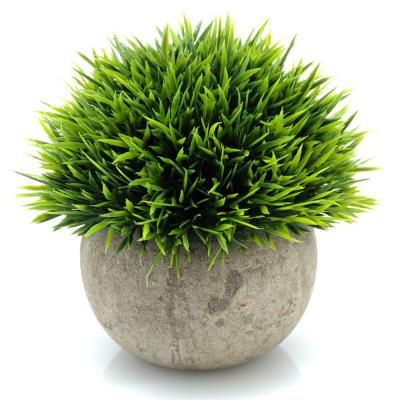 China Mini Plastic Artificial Green Grass from Plastic Plants with Pots for Home Decor for sale