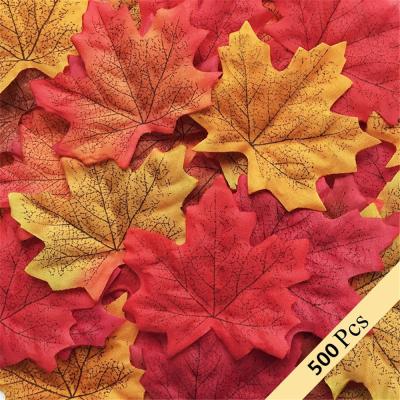 China High quality polyester and 500 pcs assorted mixed autumn colored artificial maple leaves for weddings, events and decoration for sale