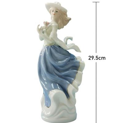 China Lady Porcelain Elegant Woman figurine pottery ornament western wedding gift European Europe beauty figurines ceramic home decoration for sale