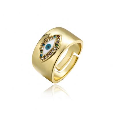 China Fashion Lotus Gold Filled Zircon Brass Mens Jewelry Color Zircon Evil Eye Rings for sale