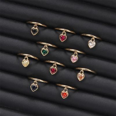 China TRENDY Lotus Gold Filled Jewelry To Tarnish Pinkish CZ Heart Free Zircon Adjustable Rings for sale