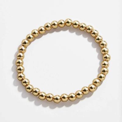 China No Lotus 14k Gold Plated Gold Filled Beaded Ball Stacking Stretch Bracelet for sale