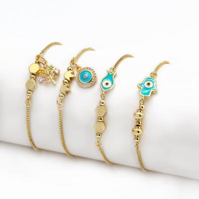 China FASHIONABLE Lotus Dongguan Golden Evil Eye Chain Bracelet Anklet Hamsa Hand Mal De Ojo Brace for sale