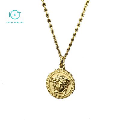 China Lotus Religious Gold Plated Medusa Necklace Religious Necklace Women Pendant Necklace for sale