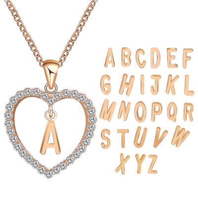 China FASHIONABLE Custom Letters Alphabet Heart Shape Lotus DIY Women Pendant Necklace for sale