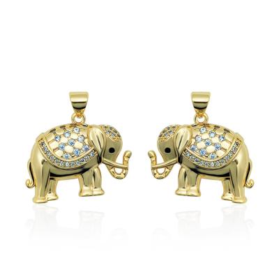 China Cute New Design 18K Gold Lotus Elephant Necklace CZ Elephant Pendant for sale