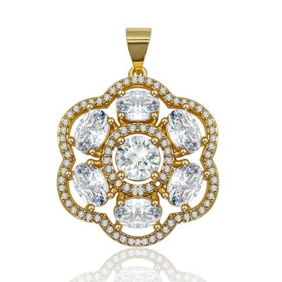 China Classic Jewelry Design Diamond Ice Lotus Flower Zirconia Pendant Jewelry for sale